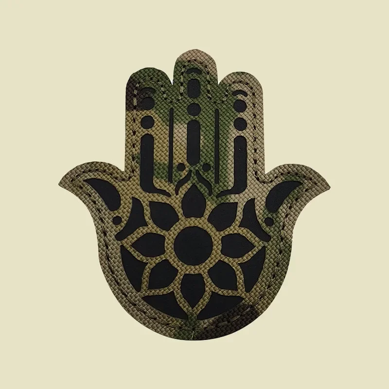 POUND TOWN HELL parche reflectante de mano de Fátima, insignia de moral táctica, gancho y lazo, brazalete, mochila, casco, pegatina decorativa - imagen 4