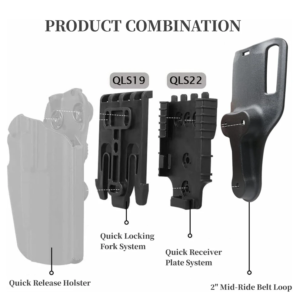 Adaptador de Funda de Pierna con Presilla para Cinturón de 2 Pulgadas con Sistema de Bloqueo Rápido QLS, Accesorios Tácticos para Portar Armas con Correa para el Muslo - imagen 5