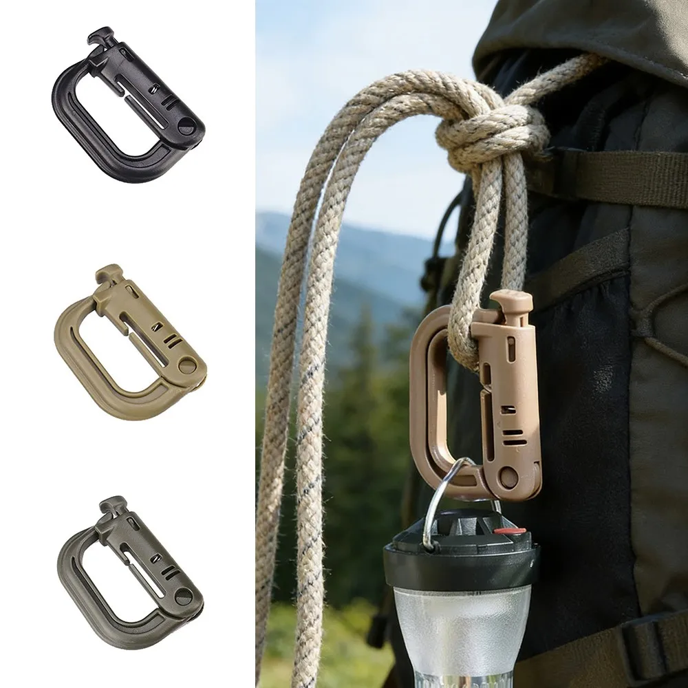 Hebilla de anillo de bloqueo táctico D, mosquetón MOLLE para exteriores, Clip de plástico, tipo broche, chaleco táctico, bolsa, cierre de punto de conexión