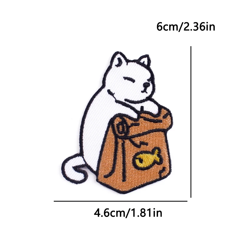 Parche de gato de dibujos animados para planchar, parche bordado para chaqueta, gorra, insignia térmica, reparación de ropa, apliques bordados, bonito diseño de animales - imagen 3