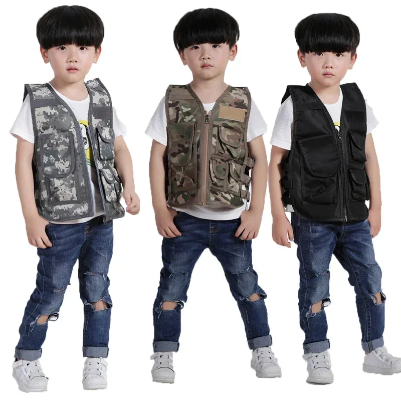 Chaleco táctico para fanáticos del ejército para niños y niñas, chaleco de juego CS de camuflaje para niños, Cosplay de caza, pesca, ropa de juego de guerra CS - imagen 3