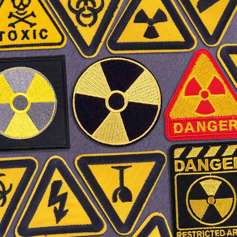 Parche bordado de radiación de planta de energía nuclear, parches termoadhesivos para planchar para ropa, insignias de costura/fusibles DIY - imagen 2
