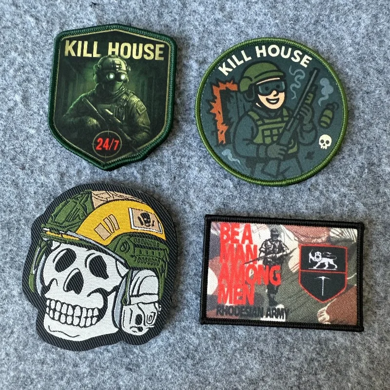 Parche militar táctico con estampado de calavera, insignia de moral de guerrero, parche de gancho y bucle para ropa