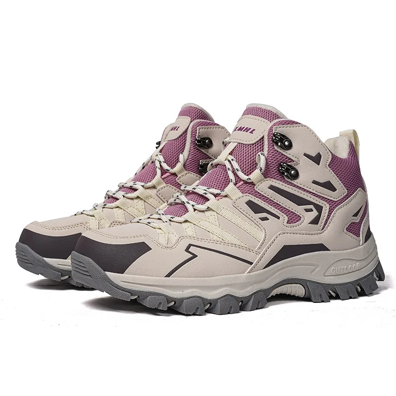 HIKEUP Botas de senderismo impermeables para mujer Botas de nieve con aislamiento alto de invierno para clima frío, zapatos de trekking cálidos antideslizantes - imagen 2