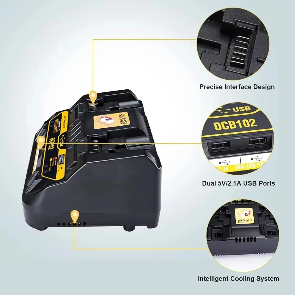 Cargador rápido original DeWalt DCB102 para baterías 20V litio - imagen 3
