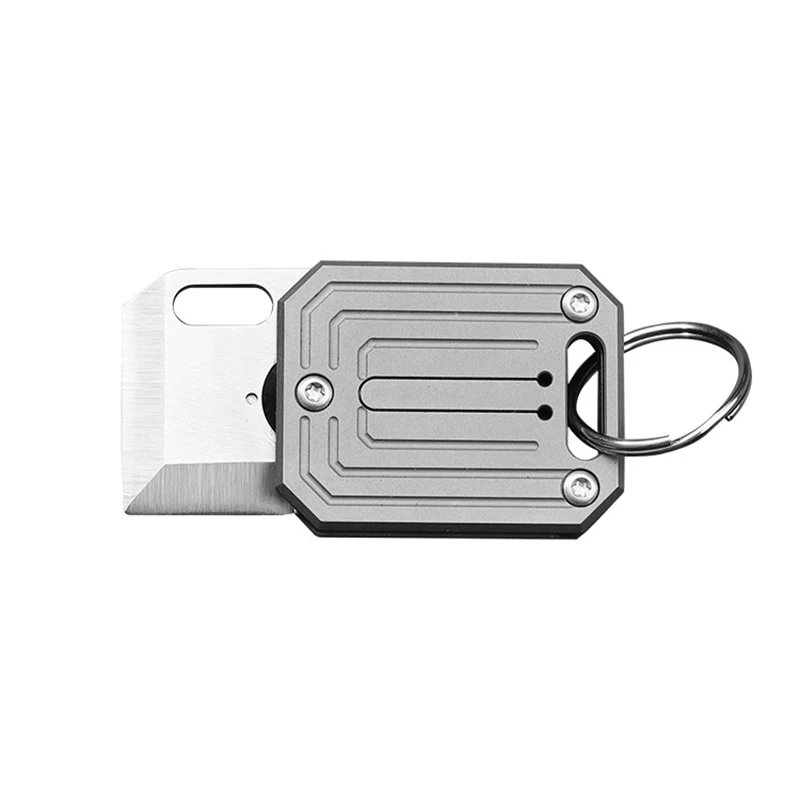 Mini cuchillo cuadrado pequeño de aleación de titanio, llavero plegable, cuchillo Edc para tarjeta de perro, herramienta abridor de bolsillo - imagen 4