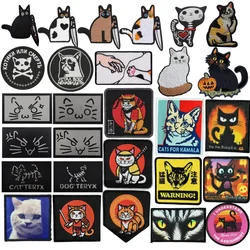 Parche bordado gato con Velcro - Emblema para ropa y mochila