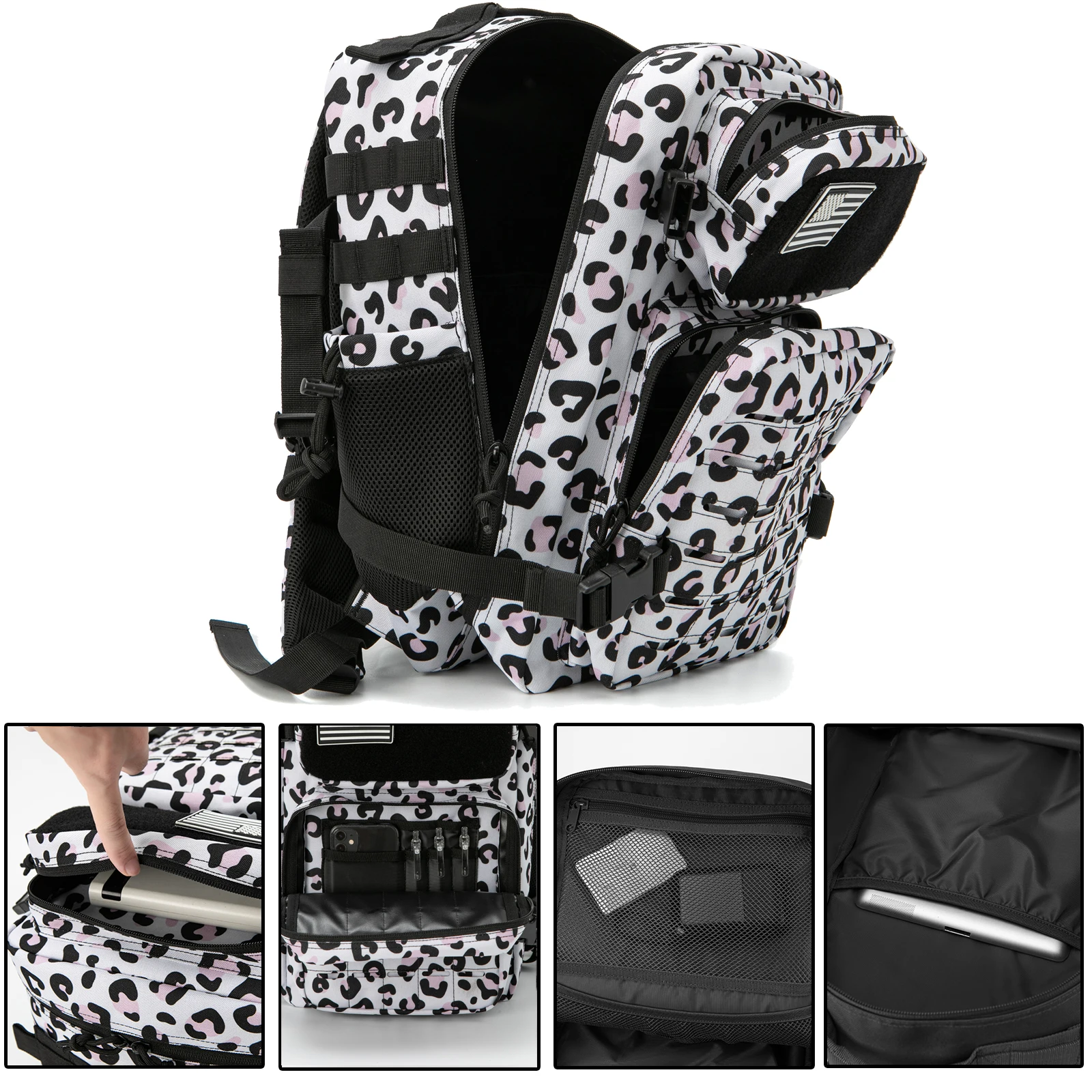 QT & QY 25L mochilas tácticas de gimnasio para hombres, mochila Molle de supervivencia con corte láser, bolsa pequeña para insectos, mochila de gimnasio con portavasos duales - imagen 5