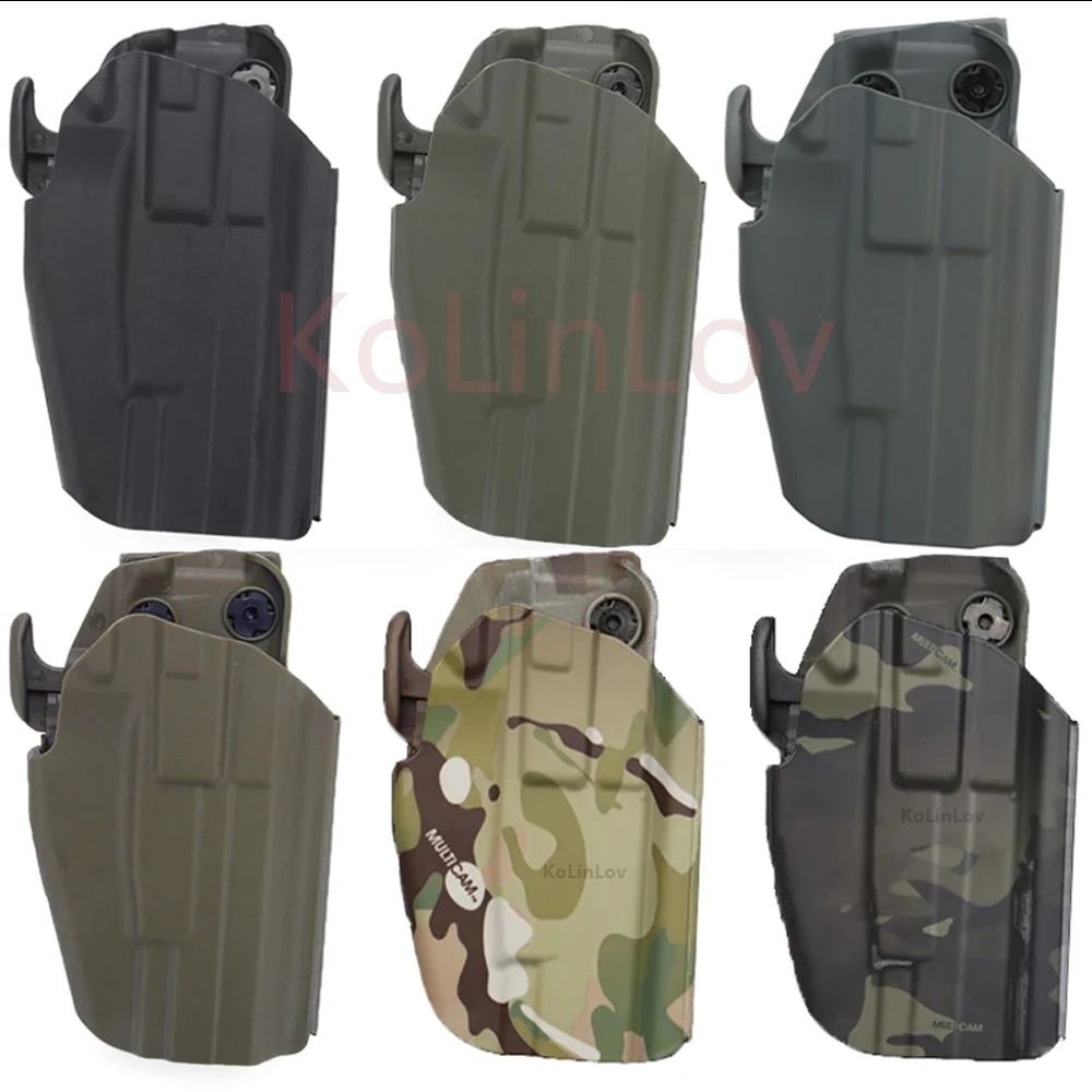 Pistolera de mano izquierda para caza táctica, funda Universal ajustable 579, funda rápida de camuflaje CP con fundas de Clip para cinturón - imagen 5