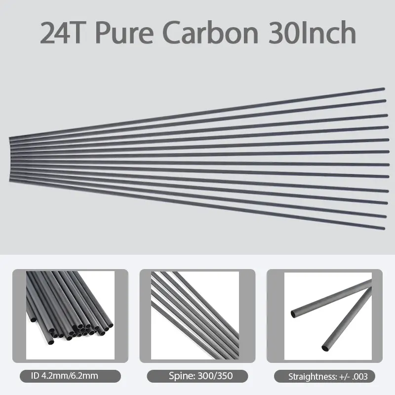 Flecha de carbono puro de 30 ", columna vertebral 300/350/400/500/600/700/800/900 ID4.2/6,2mm, arco, tiro con arco, competición, caza, 6/12 Uds. - imagen 5