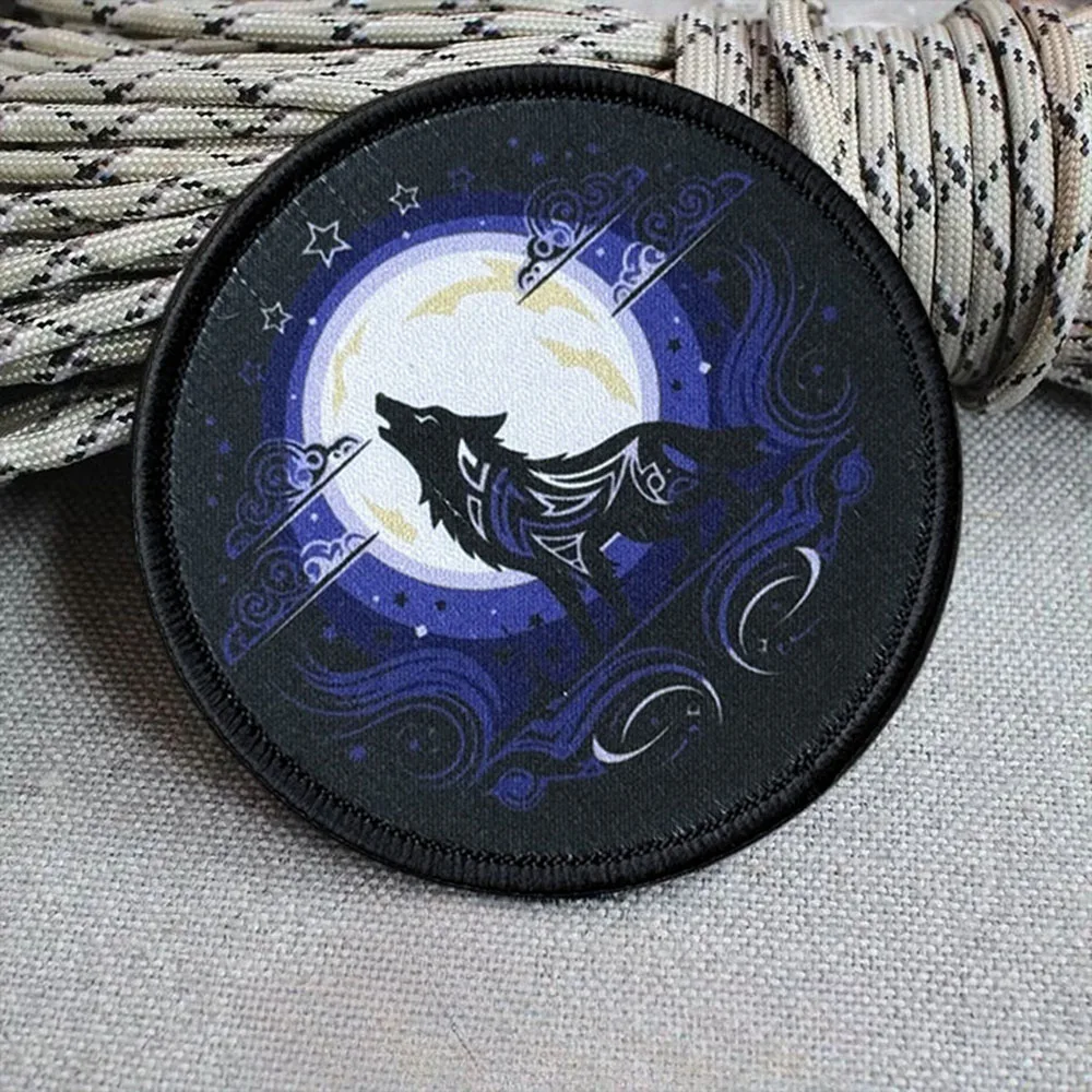 Parche de insignia de moral de lobo, brazalete con gancho impreso, emblema militar, ropa táctica, pegatinas para mochila - imagen 3
