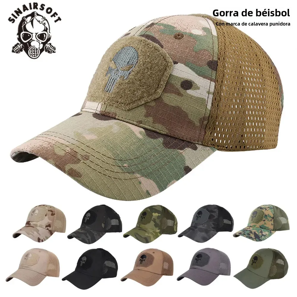 SINAIRSOFT Gorras de béisbol transpirables con etiqueta bordada de calavera Unisex, sombrero informal ajustable para exteriores para primavera y otoño, sombrero protector solar - imagen 2
