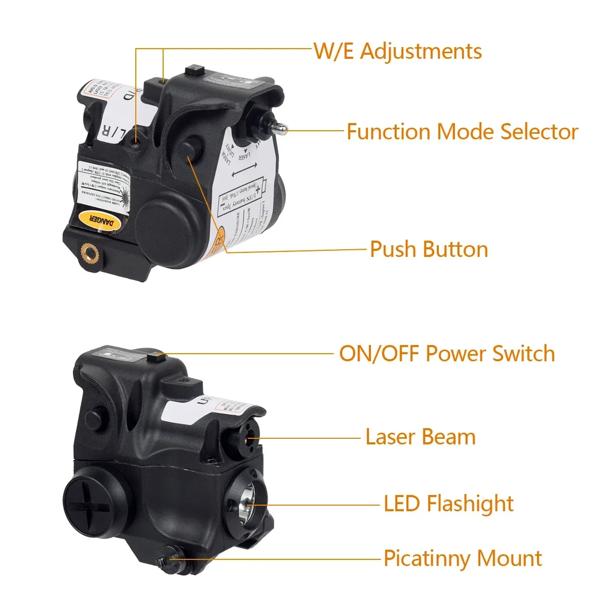 Linterna LED táctica de LS-CL1, luz de explorador de arma, láser IR rojo y verde, para riel Glock 17 19 Taurus G2 G2C G3 de 20mm - imagen 5