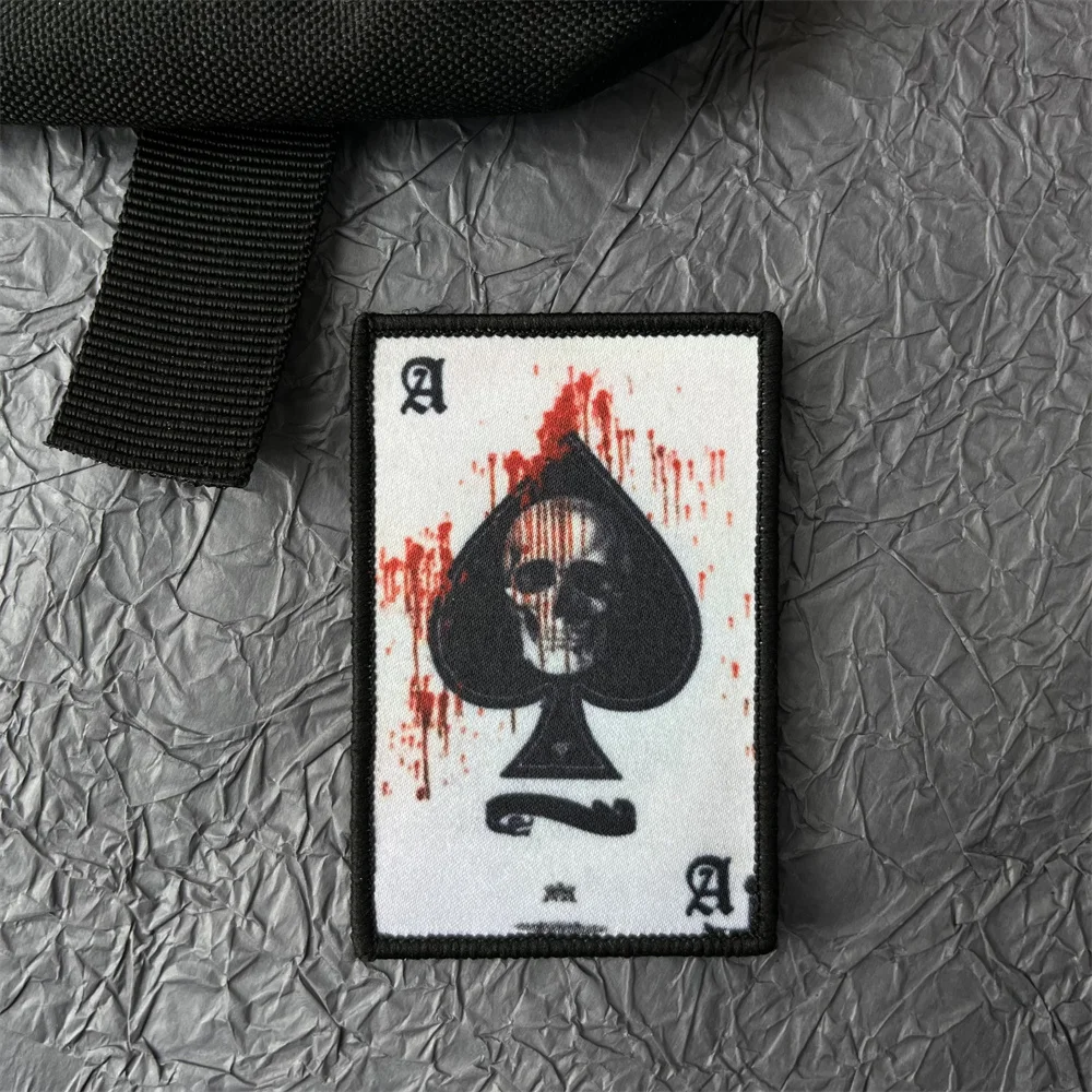 Ace of Spades parches estampados para ropa, Parche de gancho y bucle, mochila, equipo táctico, insignias de Calavera, apliques para ropa - imagen 4
