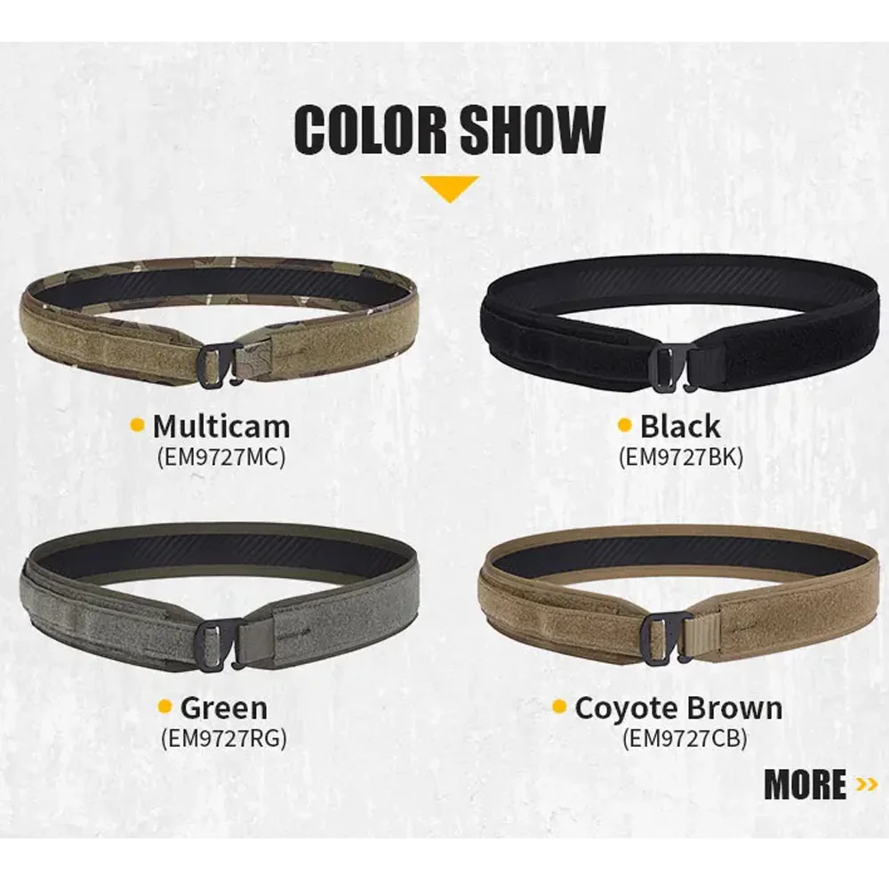 Emersongear, cinturones interiores tácticos, cinturón de combate para hombres, cinturón con hebilla de Metal de liberación rápida, cinturón de nailon para caza Airsoft al aire libre - imagen 3