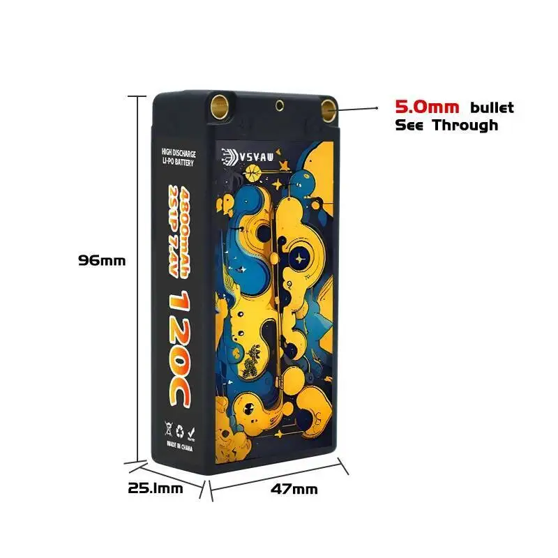 Batería Lipo VSVAW 2S 4800mAh para coche de control remoto 7,4V 120C, con enchufe XT60, utilizada para el modelo de control remoto de carreras FPV - imagen 3