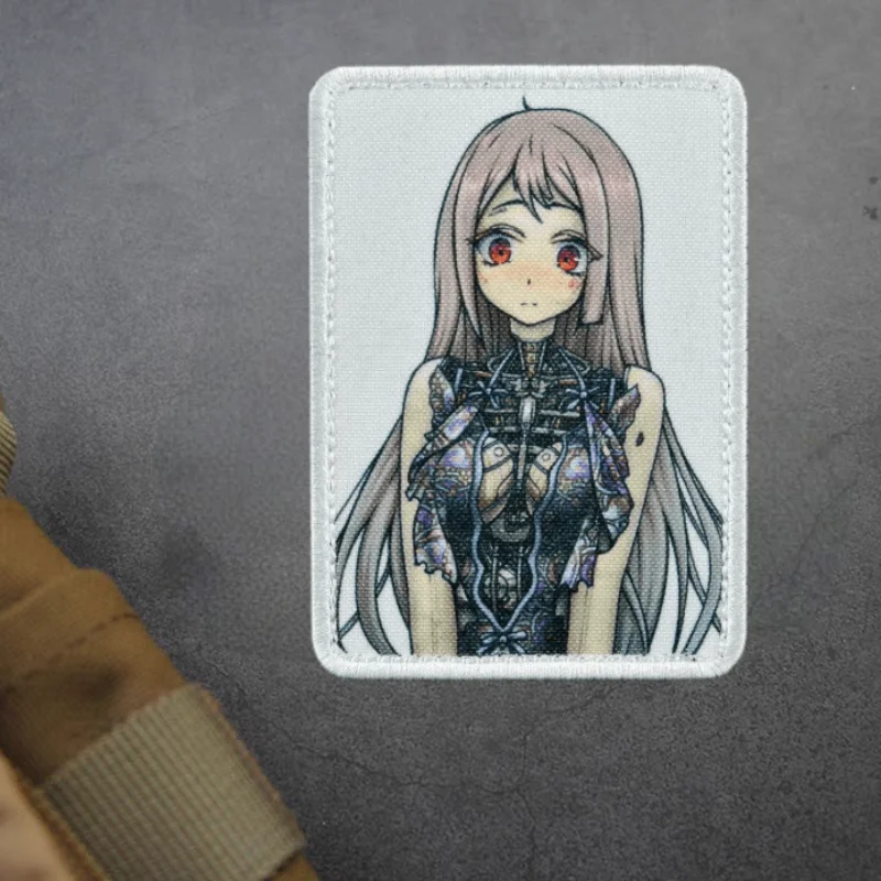 Parche estampado de Chica de Anime, insignia de moral táctica, gancho y bucle, parches impresos militares, pegatina para mochila, parches DIY para ropa - imagen 5