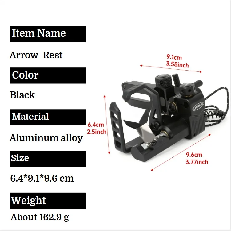 Reposapiés de arco de polea, arco compuesto ajustable de cuatro vías, descanso de flecha para caza, tiro con arco, objetivo de aluminio 6061-T6 - imagen 5