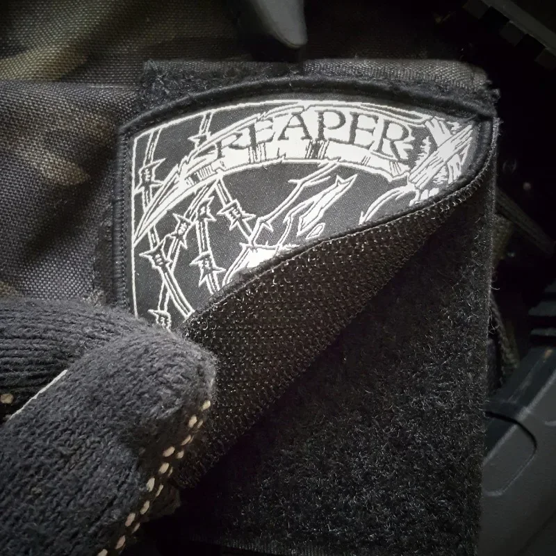 Reaper parches tácticos de calavera de terror, accesorios militares, insignia de moral bordada con gancho y bucle, brazalete del ejército, para mochilas - imagen 2