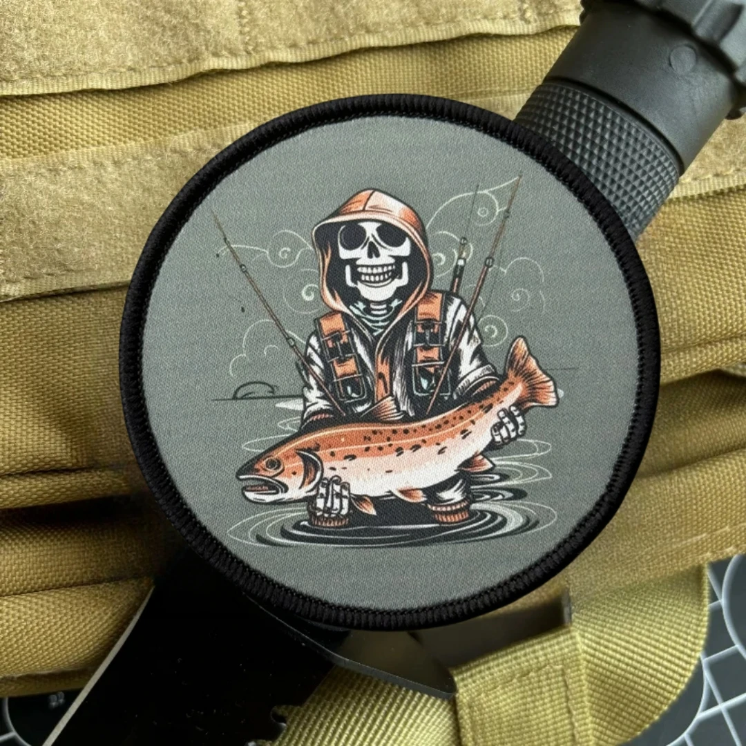 Parche táctico de moral de pesca, brazalete militar del ejército, mochila, pegatina decorativa, parches de gancho y bucle impresos para ropa - imagen 5