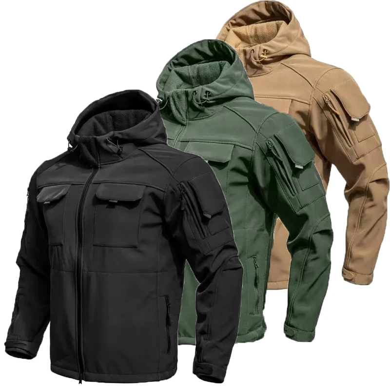 Chaquetas de lana de carga cálidas para hombre, capucha impermeable Softshell, abrigos para exteriores a prueba de viento, senderismo, Camping, escalada, informal, invierno y otoño