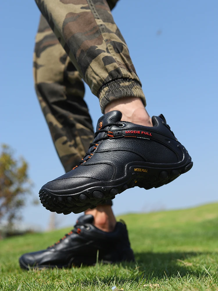 Zapatos de senderismo de cuero de vaca para hombre y mujer, botas de caza, zapatos de trekking impermeables para exteriores, escalada, montaña, caminar, viajes, zapatillas tobilleras - imagen 4