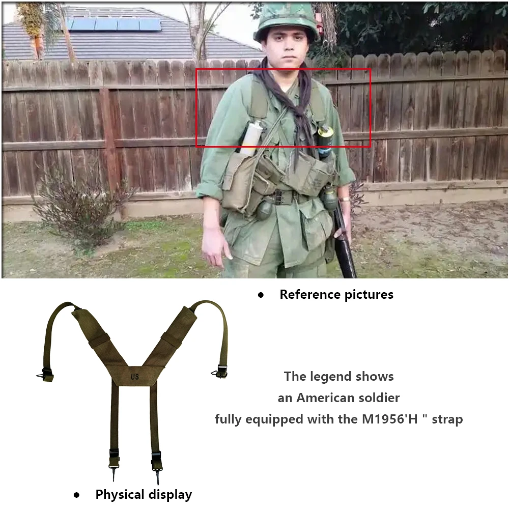 Eslinga M1956 de la guerra de Vietnam, soldado americano Retro H, equipo de la Segunda Guerra Mundial, paquete combinado, correa táctica M1956 - imagen 3