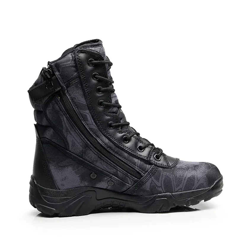 Botas de invierno para hombre, botas tácticas impermeables de cuero con cordones delanteros Vintage, zapatos de trabajo de seguridad de alta calidad, botines de combate - imagen 5