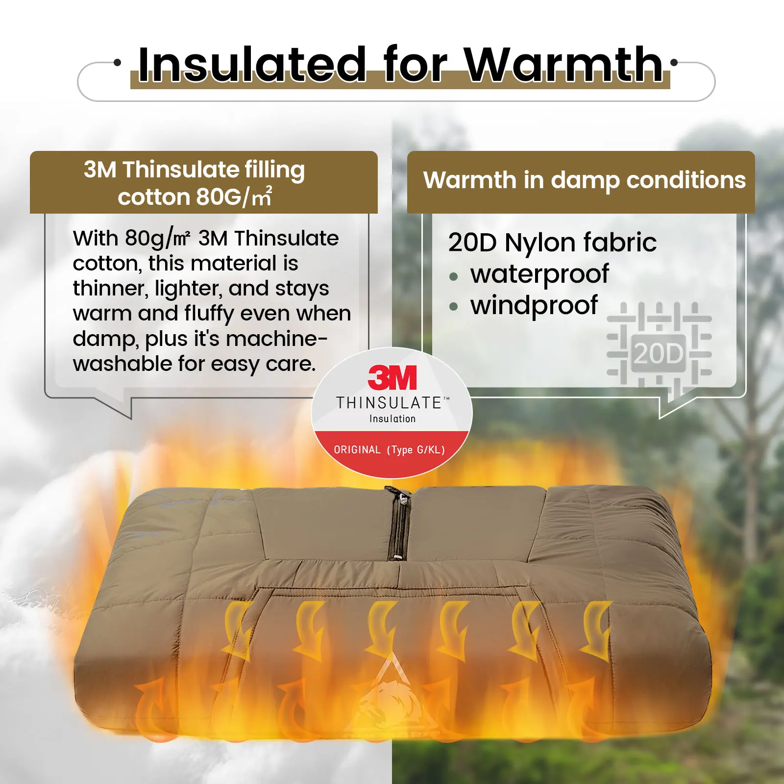 OneTigris-Manta para acampar, Poncho para exteriores, ultraligera, resistente al agua, portátil, con capucha, para acampar al aire libre y senderismo - imagen 2