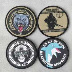 Parche estampado de lobo, delfines, animales, brazalete táctico con gancho y bucle, sombreros, insignia de moral, mochila, chaleco, parches adhesivos para ropa