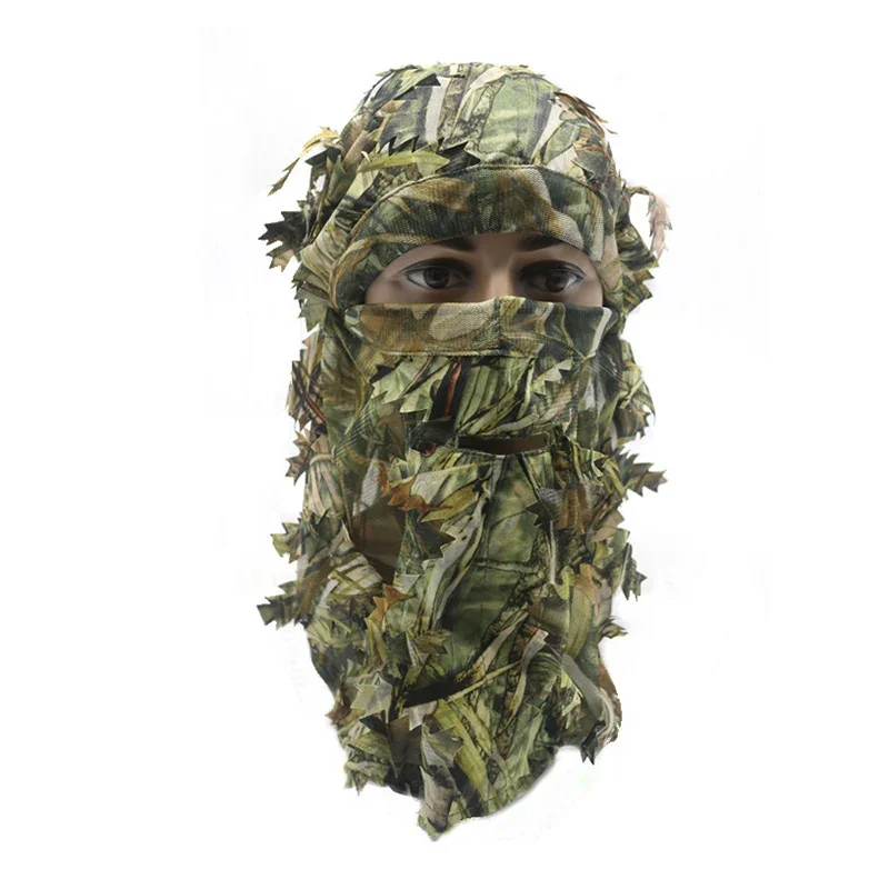 Ghillie-Sombrero de camuflaje con hojas, máscara facial completa 3D, accesorios de caza de camuflaje turco, capucha de caza, gorra táctica Airsoft - imagen 4