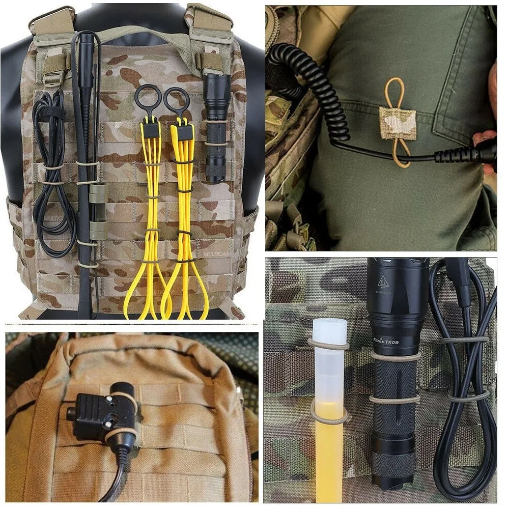 10 Uds MOLLE correas elásticas de nailon cinta hebilla al aire libre senderismo caza mochila chaleco PTT antena palo tubo vinculante retenedor - imagen 3