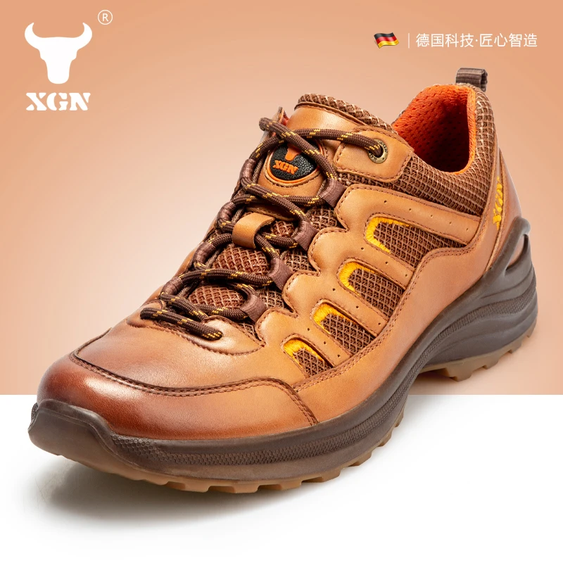 XGN-zapatos de senderismo de cuero de vaca para hombre y mujer, botas de caza impermeables, botines tácticos de combate en el desierto, zapatillas de senderismo informales - imagen 2