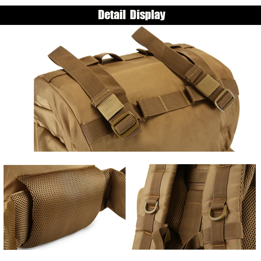 Mochila táctica de gran capacidad de 100L, impermeable 1000D, para exteriores, senderismo, Camping, escalada, mochila de viaje con marco, cubierta para lluvia - imagen 4