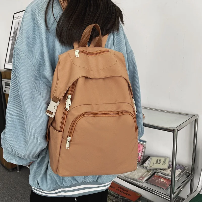 Lawaia mochila escolar de gran capacidad para niña, Color sólido, mochila para estudiante universitario, mochila impermeable para escuela secundaria japonesa para mujer - imagen 3