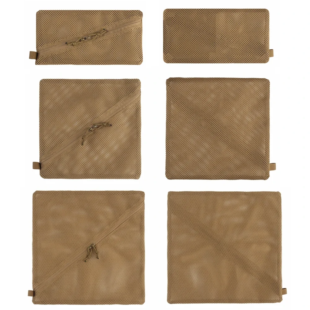 Bolsa ligera con estructura de malla con cremallera dividida, bolsa pequeña portátil para almacenamiento EDC para exteriores, bolsa de malla, bolsillo administrador de utilidad - imagen 3