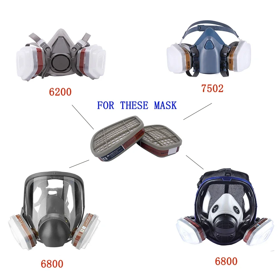 Caja de cartuchos 6001/6002/6004, juego de filtros de algodón 5N11 para máscaras de Gas y polvo de 3m, 6200/7502/6800, respirador de pulverización de pintura química - imagen 5