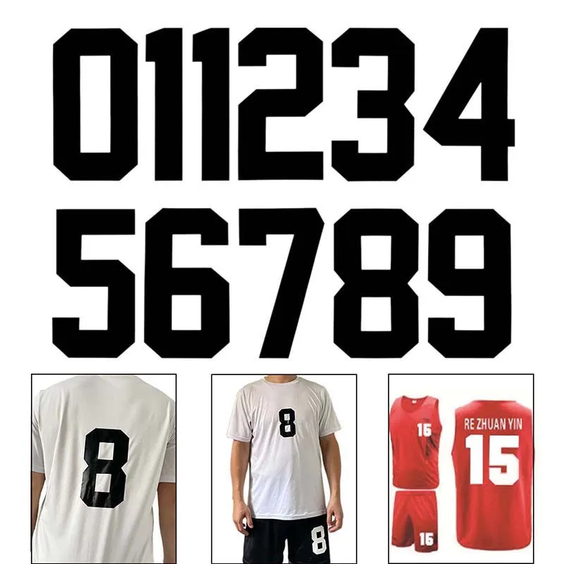 Parches de letras con números grandes de 20x11CM, pegatina para ropa, 0 ~ 9, insignias de Jersey con números digitales blancos y negros, parches de transferencia de calor para planchar - imagen 3