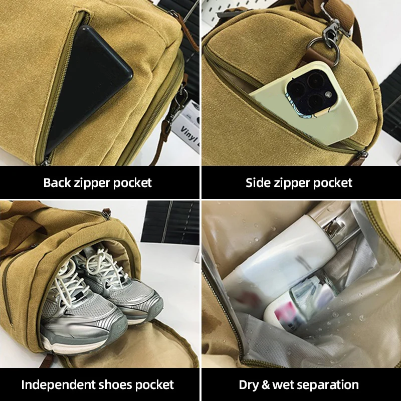 Bolsa deportiva para gimnasio, Fitness, Yoga, bolsa de viaje con zapatos, bolsa seca y húmeda para senderismo al aire libre, bolsas para acampar, mochila escolar de negocios grande - imagen 5