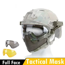 Máscara Airsoft 3 lentes protección facial transpirable malla acero