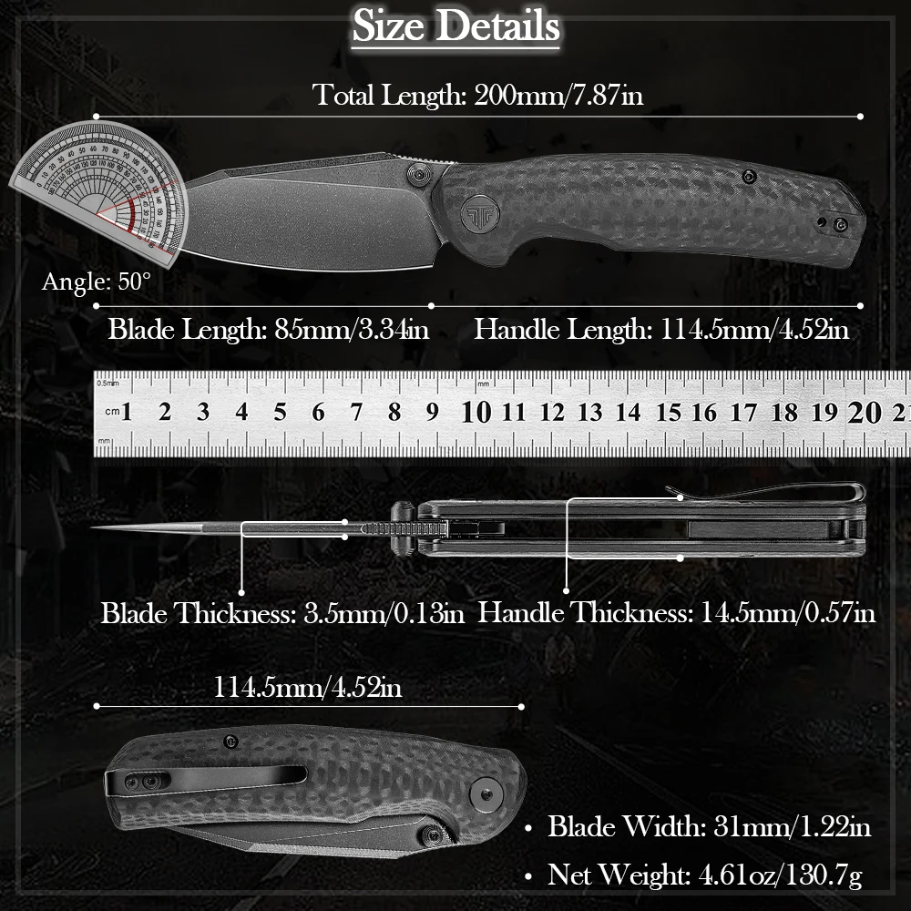 Cuchillo plegable TRIVISA Hornet – Táctico EDC Micarta G10 - imagen 5