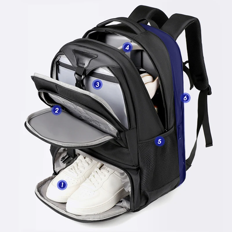 Mochila expandible para viajes, desplazamientos, escalada, deporte al aire libre, senderismo, ciclismo, mochila, zapatos húmedos secos, bolsillo, bolsa para ordenador portátil de negocios y universidad - imagen 2