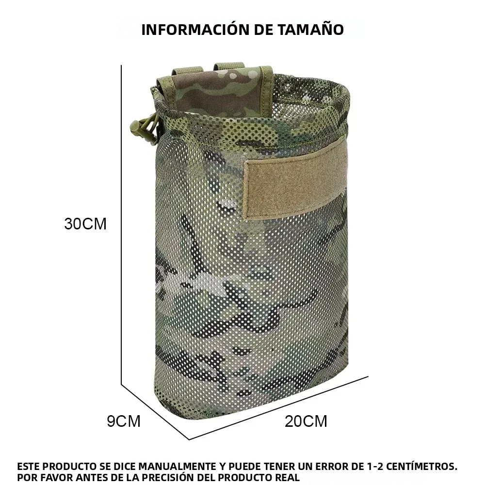 Bolsa de basura táctica Molle para exteriores, bolsa de cintura plegable con cordón enrollable para revista, bolsillo EDC de caza deportiva plegable de malla - imagen 3