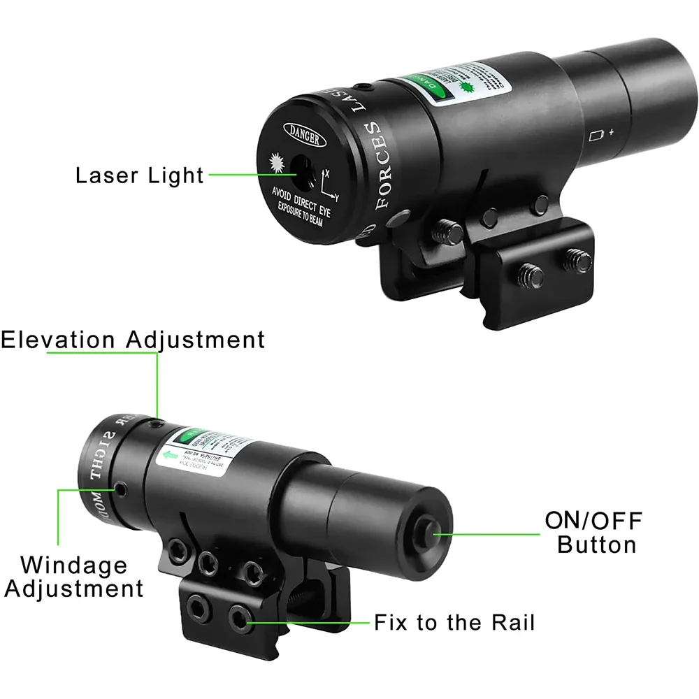 Mira láser de punto rojo, puntero láser compacto rojo y verde, mira láser con baterías para tiro de caza de 11/20mm - imagen 2