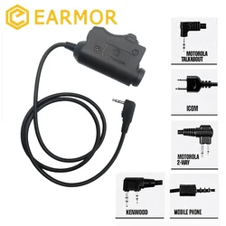 EARMOR-adaptador PTT táctico para auriculares, dispositivo con botón activado, pulsador para hablar, M51, interfaz de radio auxiliar KENWOOD
