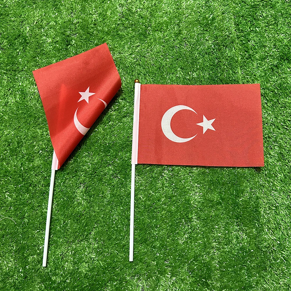 Bandera de esquí bandera de mano de pavo 10/20/50/100 Uds 21*14cm banderas ondeantes de mano de pavo con poste de plástico para actividades deportivas decoración del hogar - imagen 5