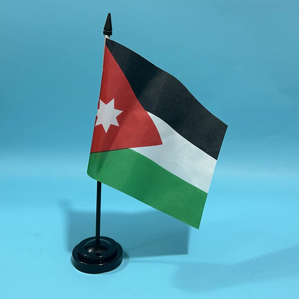Bandera de la SKY, bandera de escritorio de oficina de la bandera de Jordan, 14x21cm, bandera nacional de Jordan de poliéster para adornos de escritorio, banderas - imagen 5