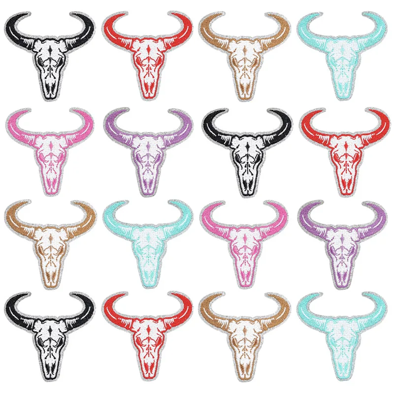 10 unids/lote, venta al por mayor, parche bordado con cabeza de toro Gateli, parches para planchar para ropa, parches termoadhesivos para apliques de ropa - imagen 2