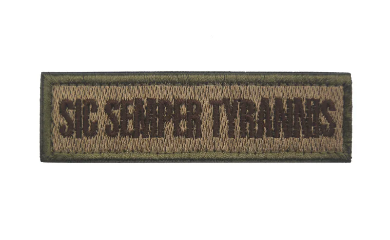 SEMPER FIDELIS & SIC SEMPER TYRANNIS, parche bordado de gancho y bucle, brazalete táctico, pegatina de mochila, insignia de moral, versión en inglés - imagen 2