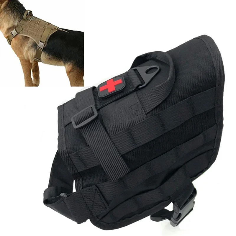 Chaleco militar para perros, servicio táctico, arnés para perros, entrenamiento Molle de nailon, combate, SWAT, ropa de caza para perros, chaqueta - imagen 3